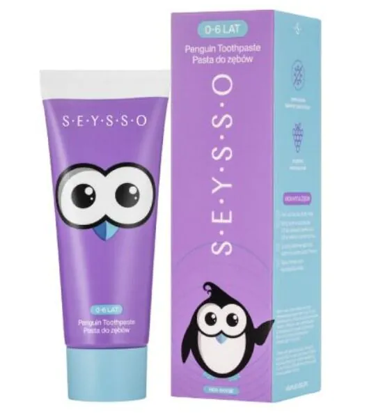 SEYSSO Kids Penguin Malinowa 0-6 l - pasta do zębów 75 ml