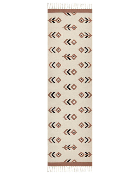Dywan bawełniany kilim 80x300 cm beżowo-czarny