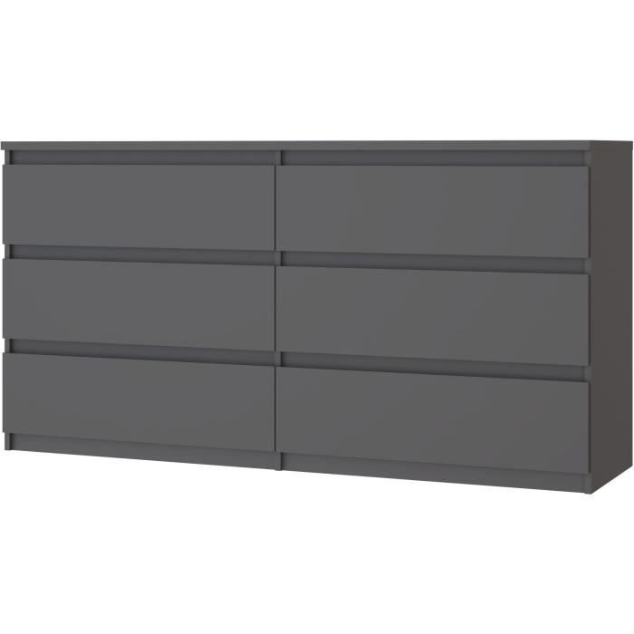 Chelsea 6-Drawer Chest - Anthracite Grey - W 154 x D 42.2 x H 79.9 cm
