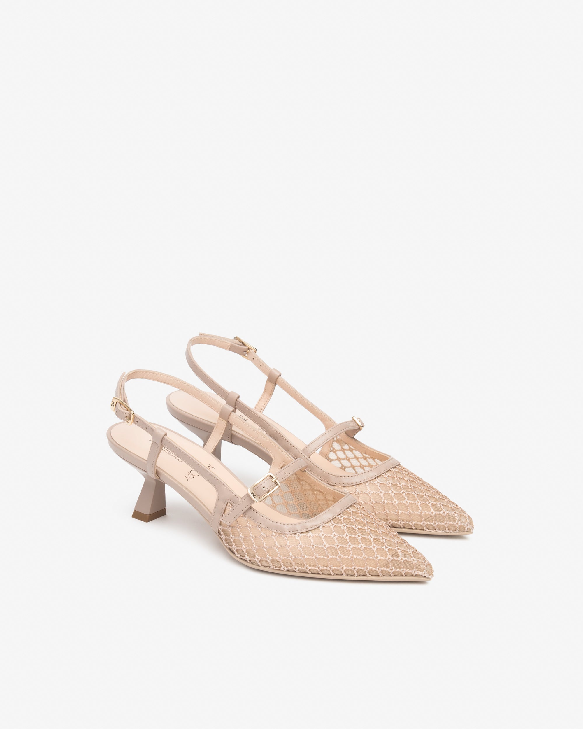  Damen-Slingback aus Leder und Canvas