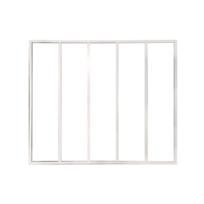 Mampara de cristal esquinera estilo taller en aluminio con recubrimiento en polvo - 150 x 60 x 130 cm - Blanco - BAYVIEW