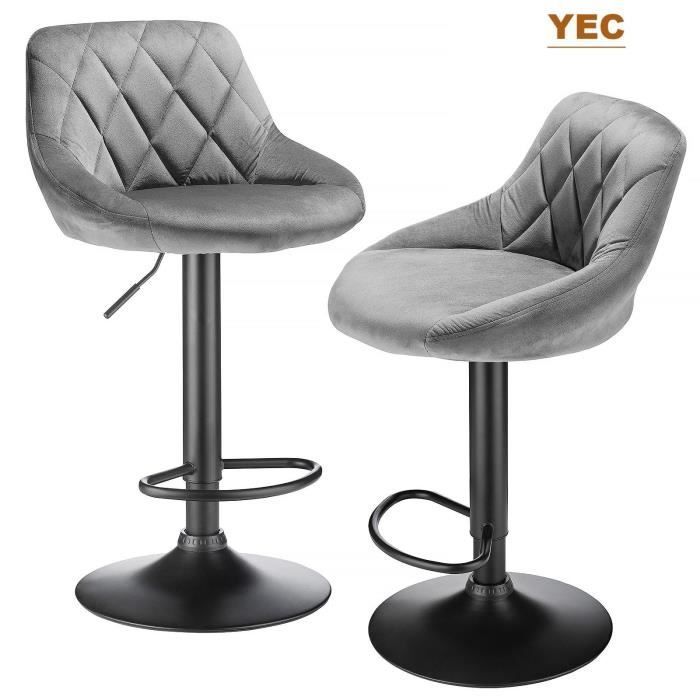 YEC Bar Stool - Adjustable Height - Swivel - Light Grey