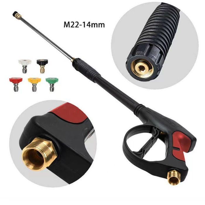 Pistolet nettoyeur haute pression avec lance et 5 buses M22 - raccord 3/4