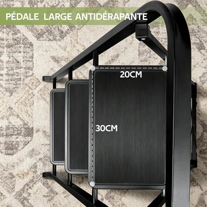 3-Step Ladder, Non-Slip, Folding Step Stool, 3-Level, Max 150kg, Sturdy Steel, Indoor Use