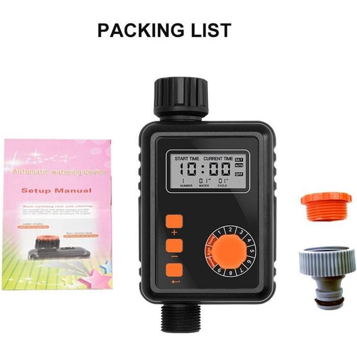 Programmateur minuterie d'arrosage automatique AIMOONSA – 9 programmes, capteur pluie, écran LCD, IPX5