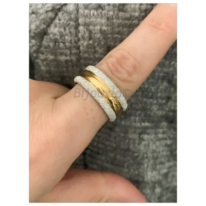 Anillo unisex bicolor con baño de oro de 18 quilates, tallas de la 56 a la 64.