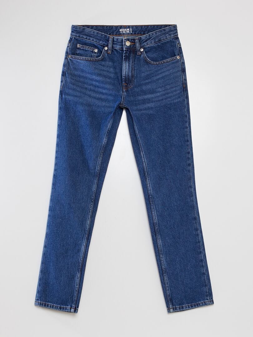 Calça jeans reta com 5 bolsos - L30 - AZUL
