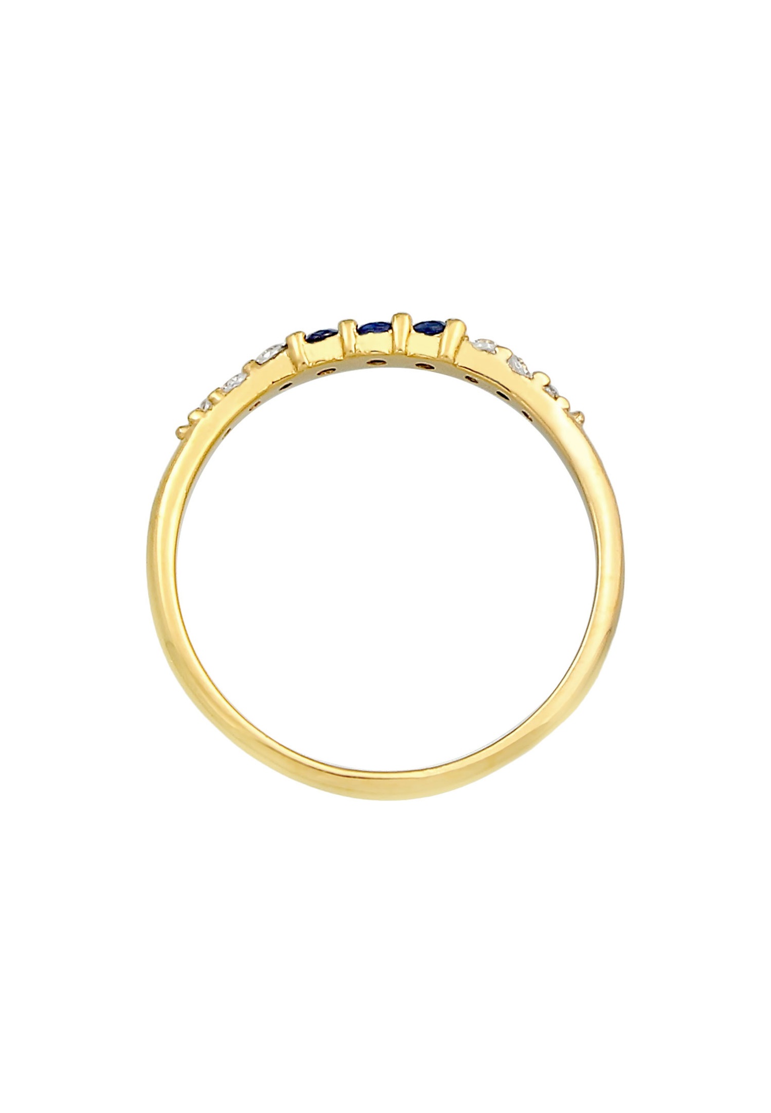 Elli Bague pour femme élégante avec cristaux de zirconium et saphir synthétique en argent sterling 925 plaqué or