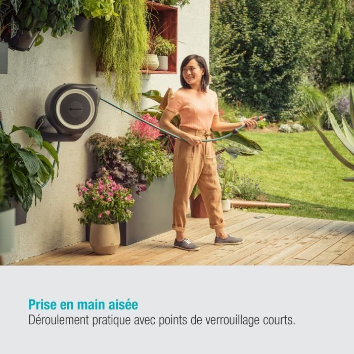 Enrollador de manguera automático de pared GARDENA RollUp S de 15 m