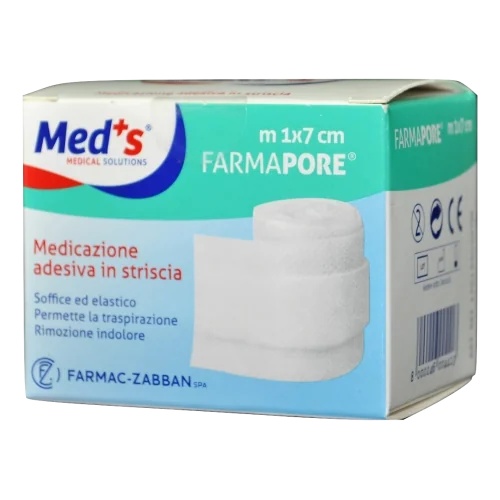 FARMAC-ZABBAN Med's Farmapore selbstklebender Verbandstreifen mit Pflaster 1 m x 7 cm