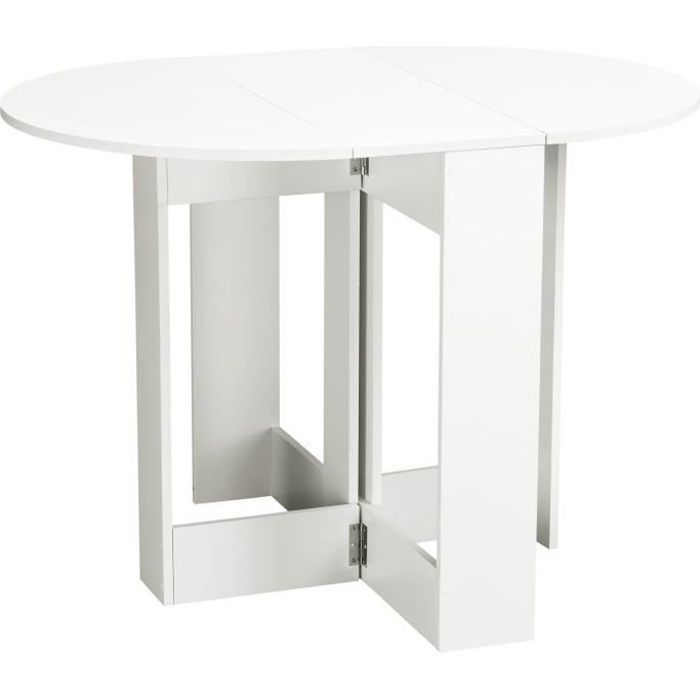 Mesa de cocina/comedor plegable HOMCOM - Ovalada extensible - Tablero de partículas blanco
