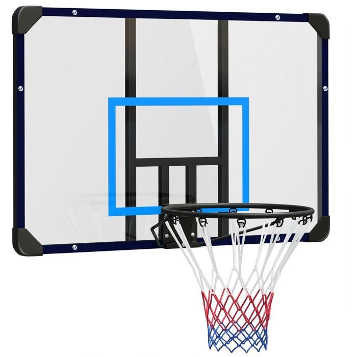 Panier de basketball - SPORTNOW - mural avec panier spécial filet toutes saisons intérieur extérieur - acier - 113x73cm - noir