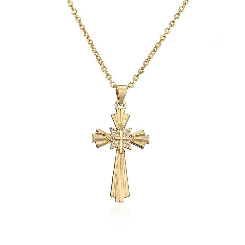 Collier Croix du Bonheur, orné de zirconiums cubiques brillants, petit collier ras du cou avec pendentif croix, bijou cadeau pour femme