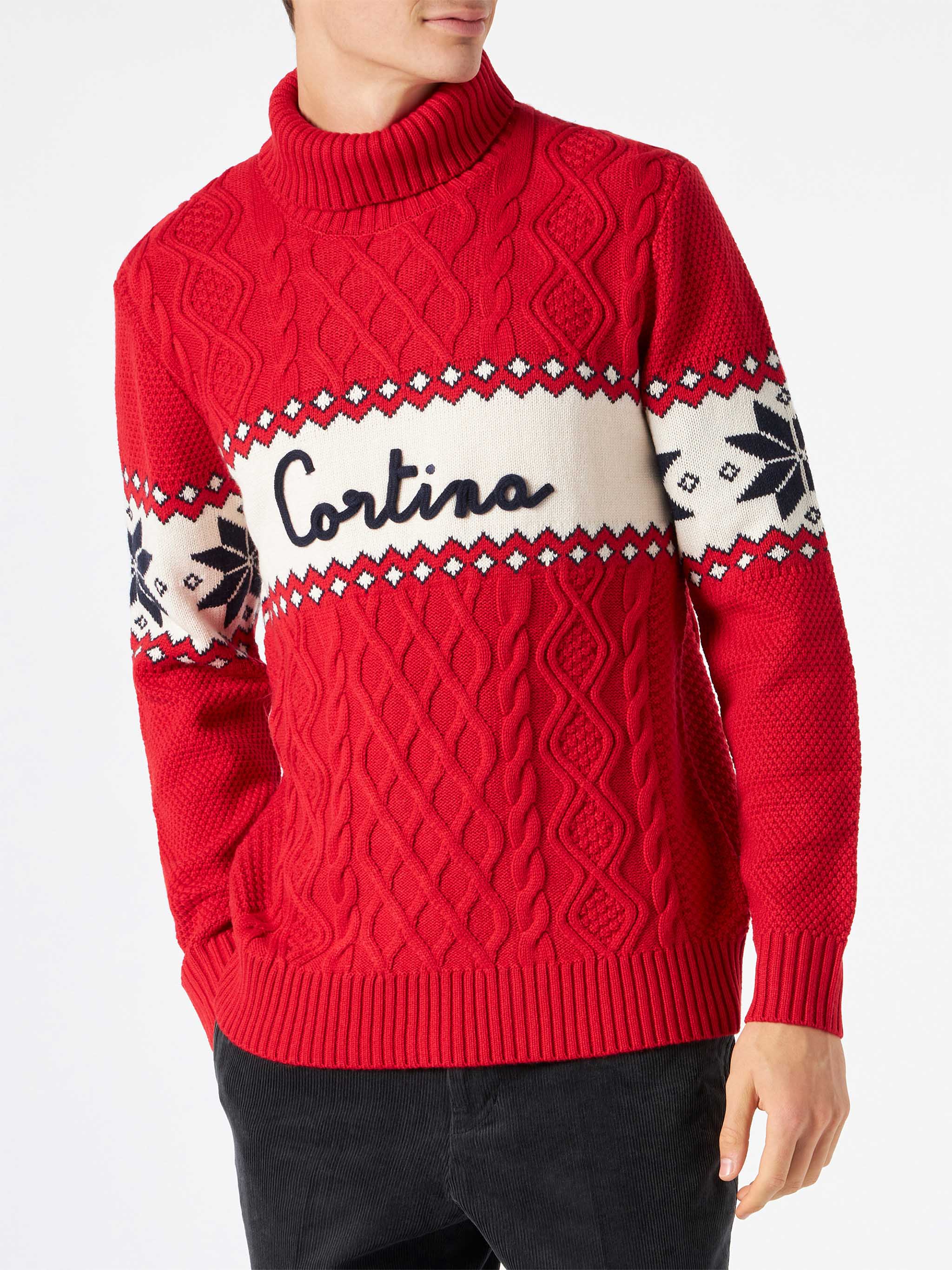 Maglione mezzo collo alto con scritta Cortina