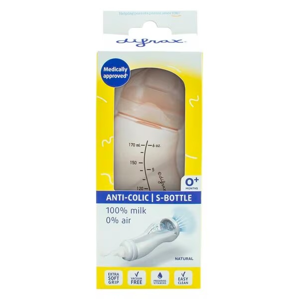 Difrax Natural Anti-Colic S-steklenička roza, 170 ml