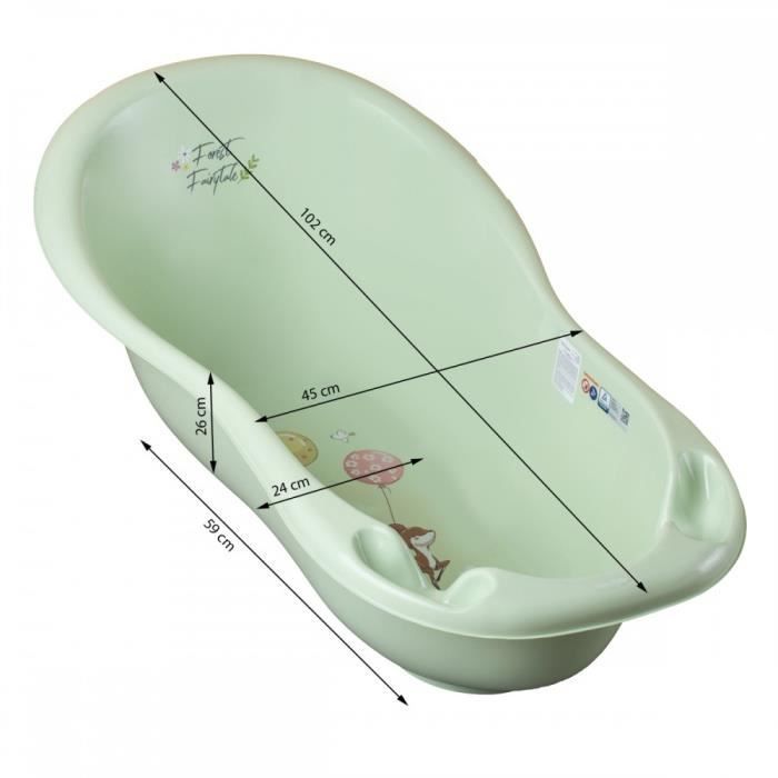 Ergonomisch babybadje - MON MOBILIER DESIGN - Met thermometer - Groen - 102 cm - Met standaard