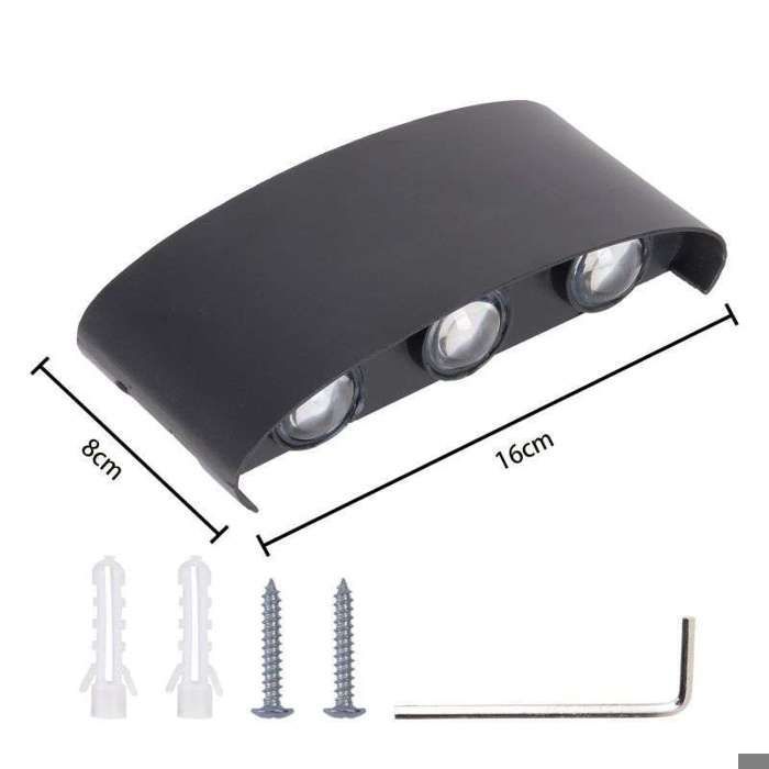 LED wall light - SMOTOP - 6W - Black aluminum - Warm white up-down