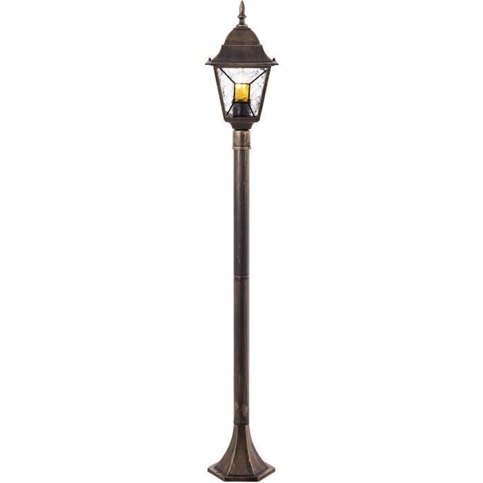 Lámpara de pie de exterior JANEL - BRILLANTE - negro y dorado - metal/cristal - IP44