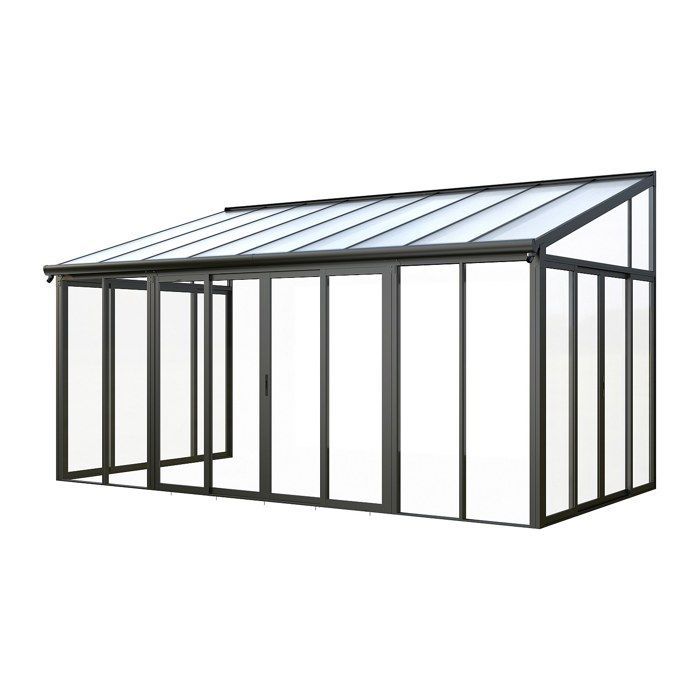 Terraza de aluminio y policarbonato con protección UV - 16 m² - antracita - MATHILDA