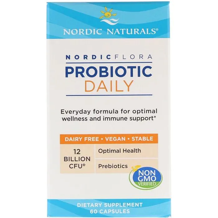 Nordic Naturals Nordic Flora Probiotic Daily, Suplement diety zawierający żywe kultury bakterii, Kapsułki