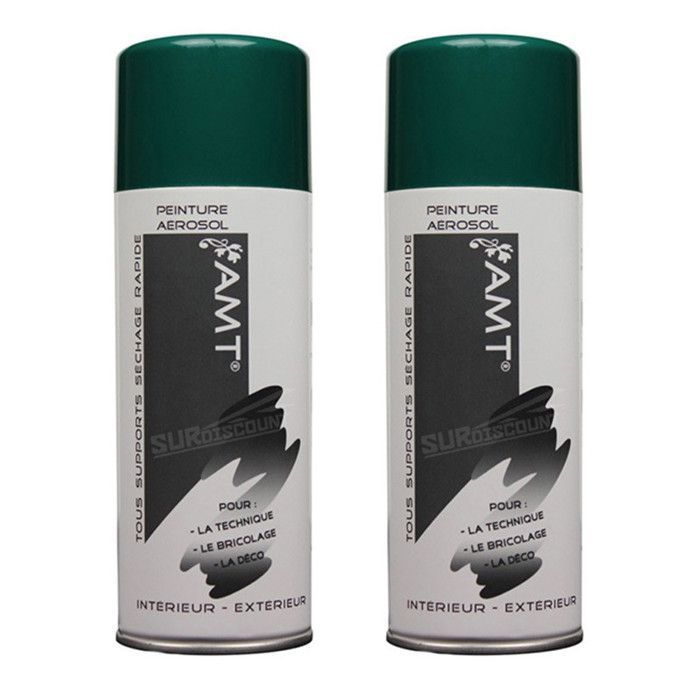 Peinture aérosol - AMT - Lot de 2 - Vert jardin - Tous supports - Résistance aux intempéries