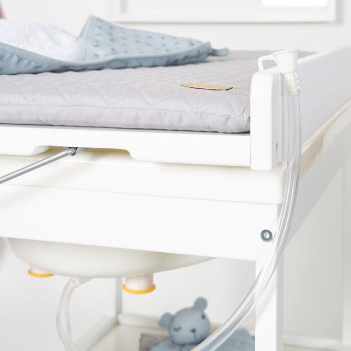 Cambiador ROBA con bañera integrada, piscina infantil blanca y cambiador impermeable, gris - Cambiador giratorio