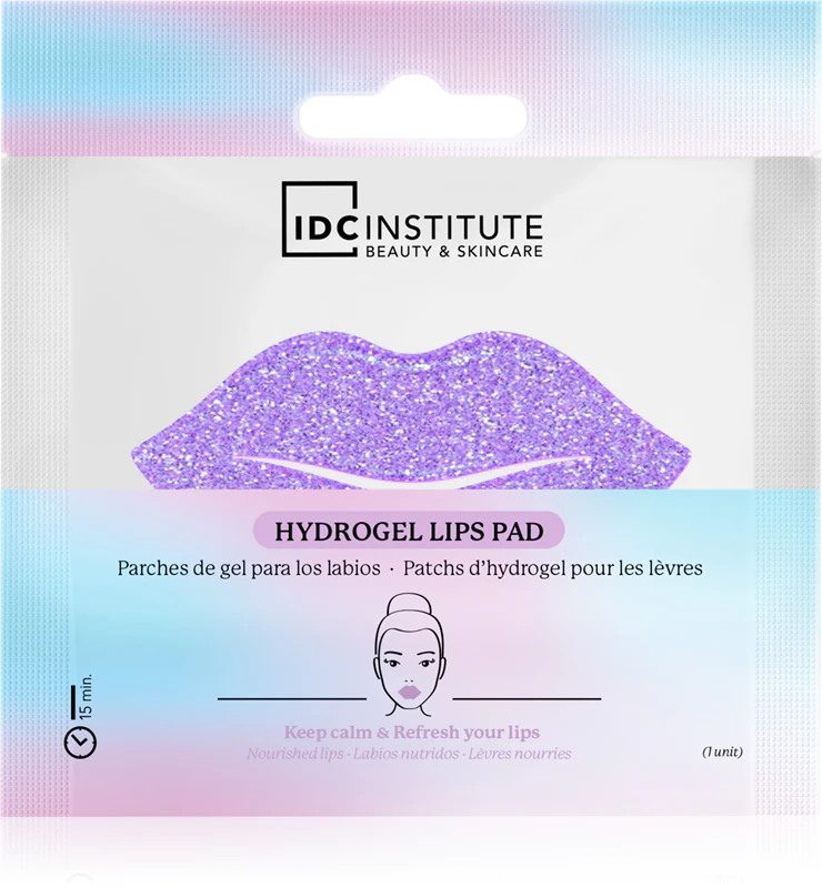 Máscara labial de hidrogel roxa com glitter do IDC Institute