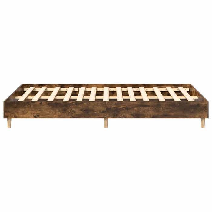 Estructura de cama de madera de ingeniería - vidaXL - 120x190 cm - Roble ahumado - Base de láminas - Patas robustas