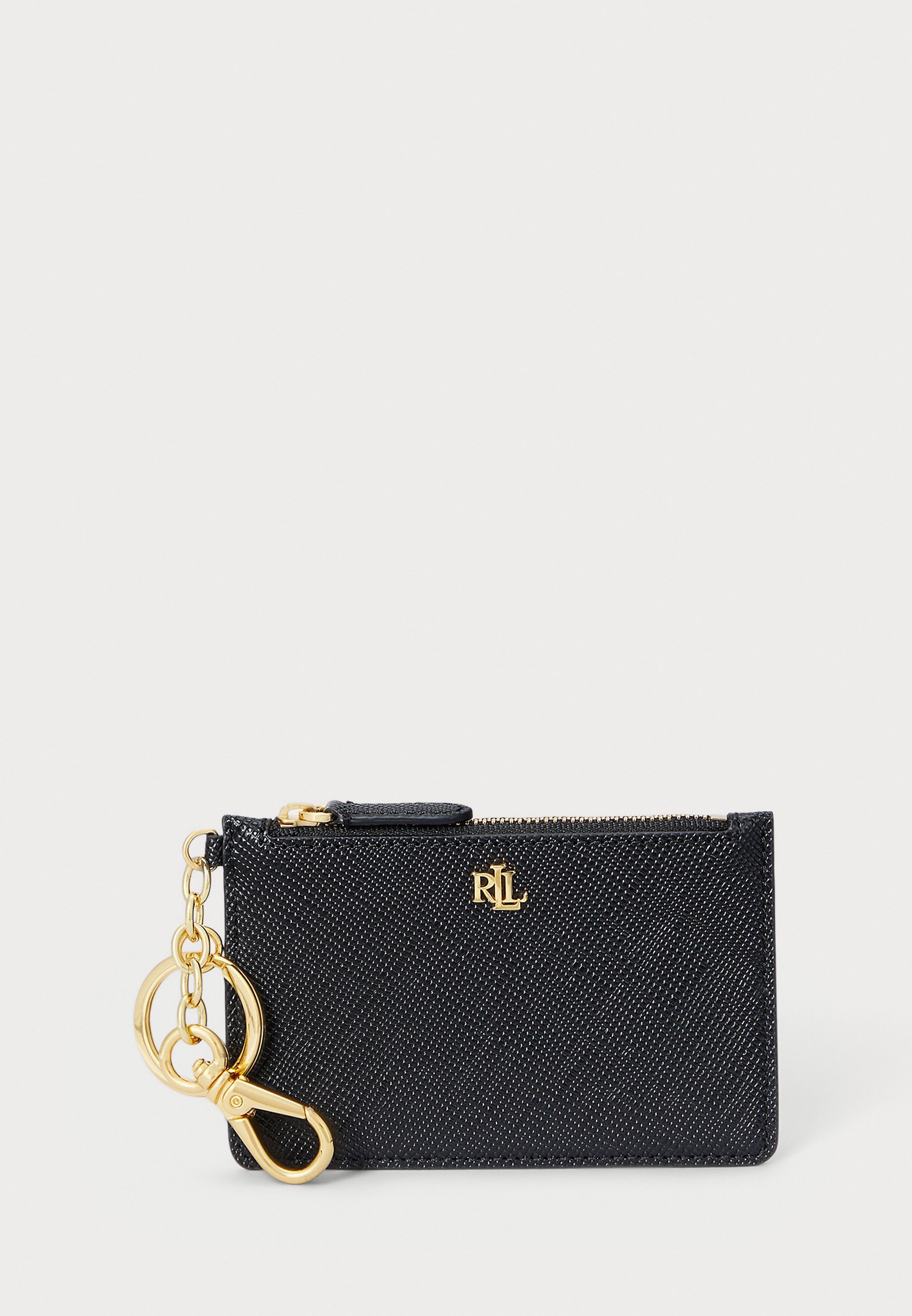 Lauren Ralph Lauren CROSSHATCH USNJENA ETUI ZA KARTICE Z ZIP UPORABO - Denarnica - črna