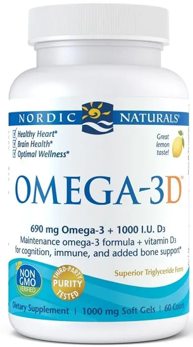 Nordic Naturals Omega-3 D3 690 mg, Smak cytrynowy, Kapsułki