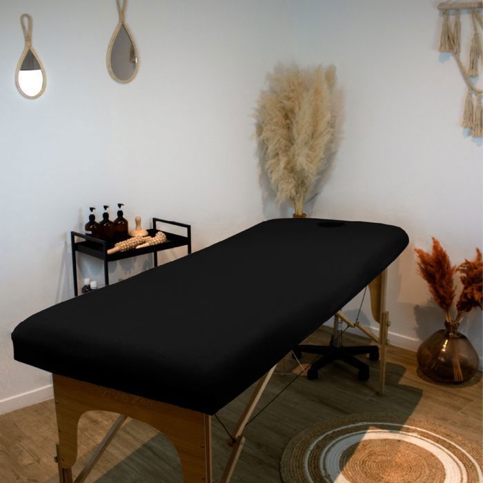 Spannbettlaken aus Frottee für Massageliege – Schwarz – Vivezen