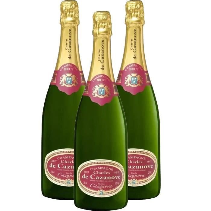Champanhe Charles de Cazanove - Cuvée Cazanova Ovale - Bruto - 3 x 75cl