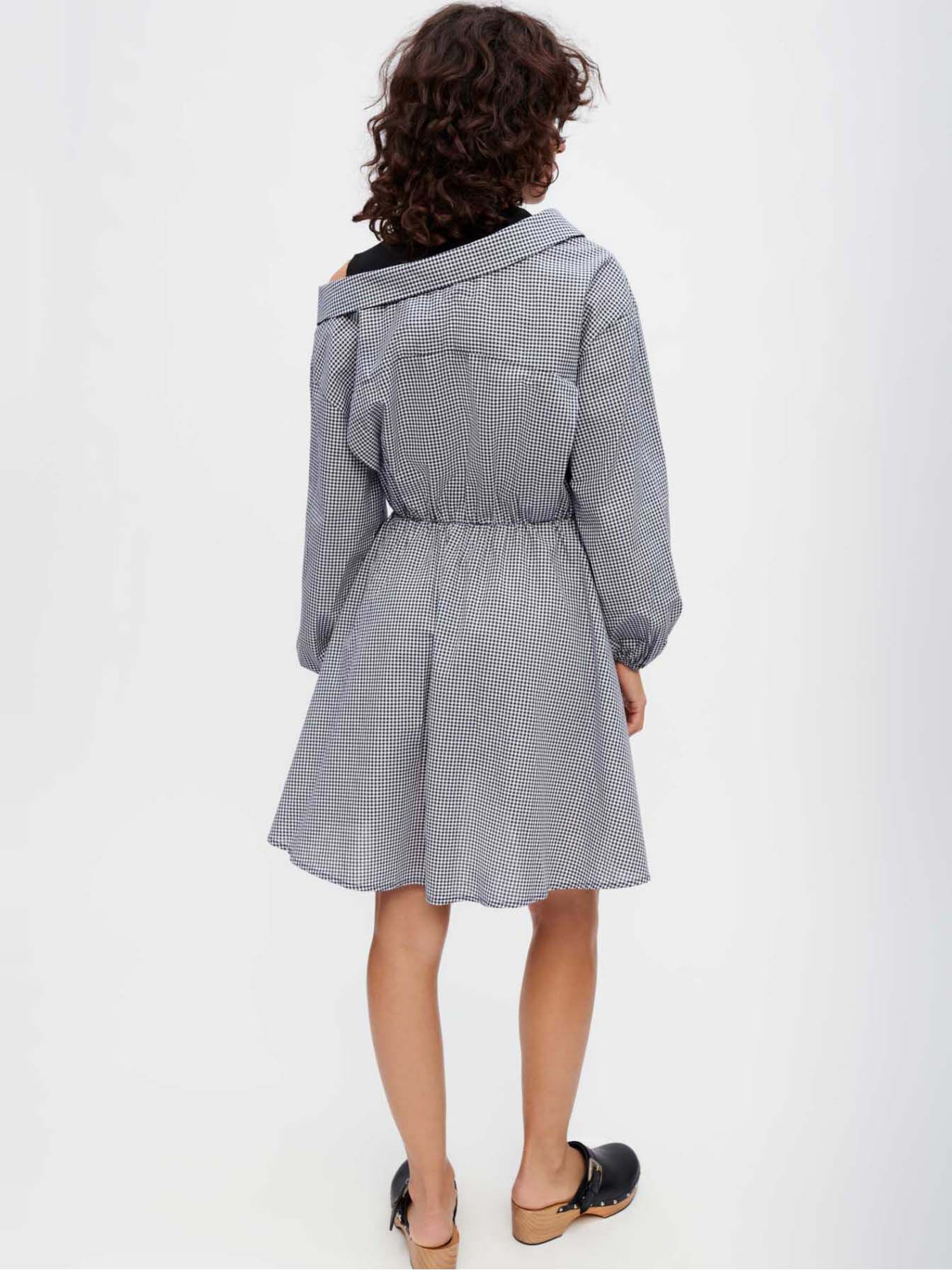 Rochie cămașă Trompe l'oeil - Marine / Ecru