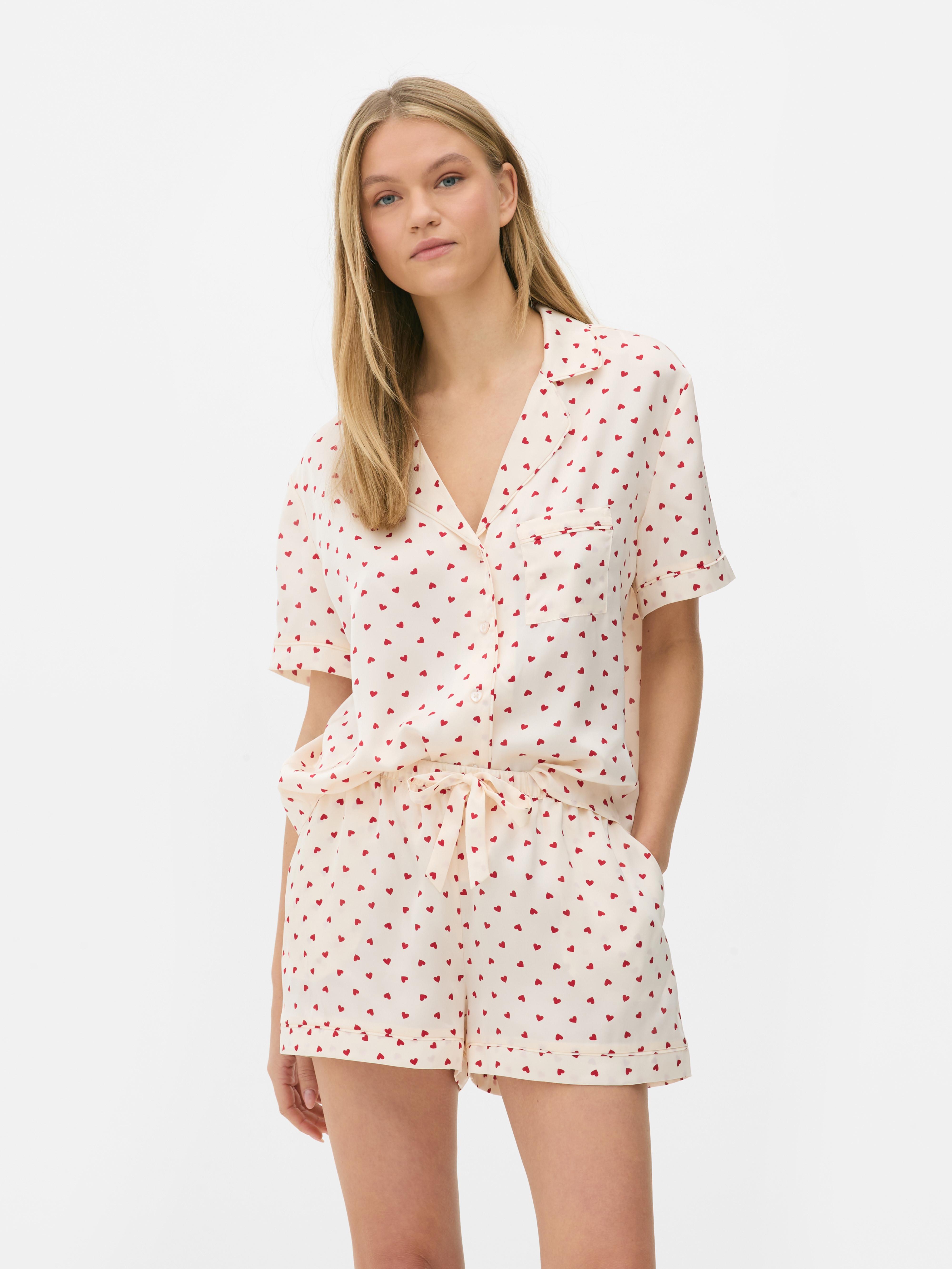 Satin pajamas with shirt and shorts Classic satin pajama shirt with short sleeves and matching shorts