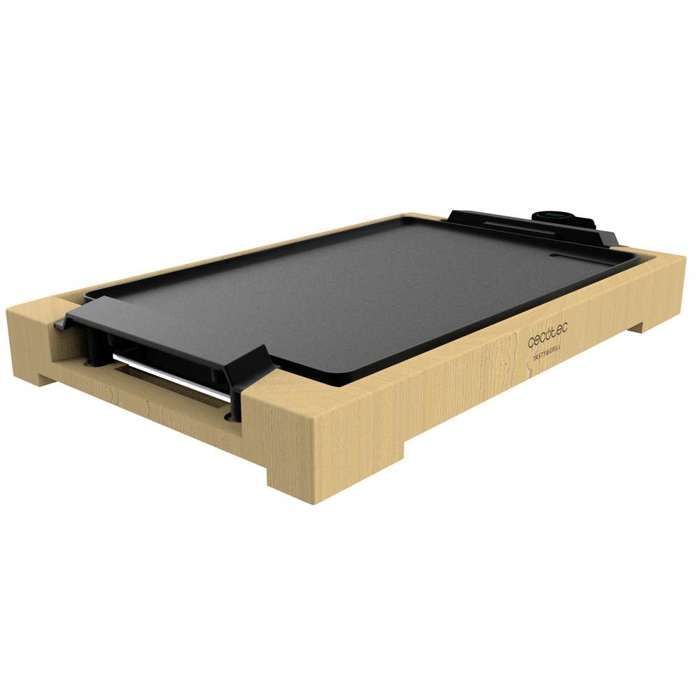 Cecotec Tasty&Grill 2000 Plancha électrique en bambou Puissance 2 000 W, structure en bambou, thermostat réglable