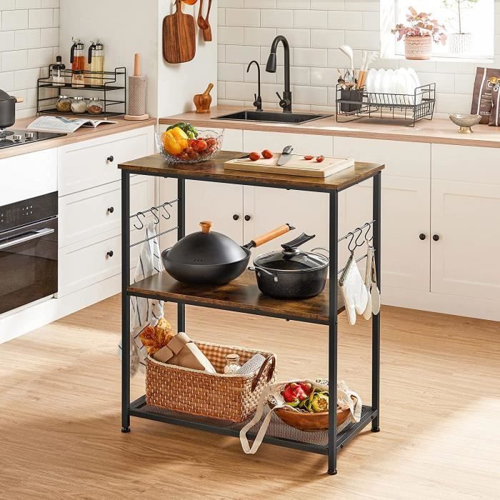 VASAGLE Kitchen Cart - Microwave Oven Stand - 80 x 40 x 90 cm - Industrial Style