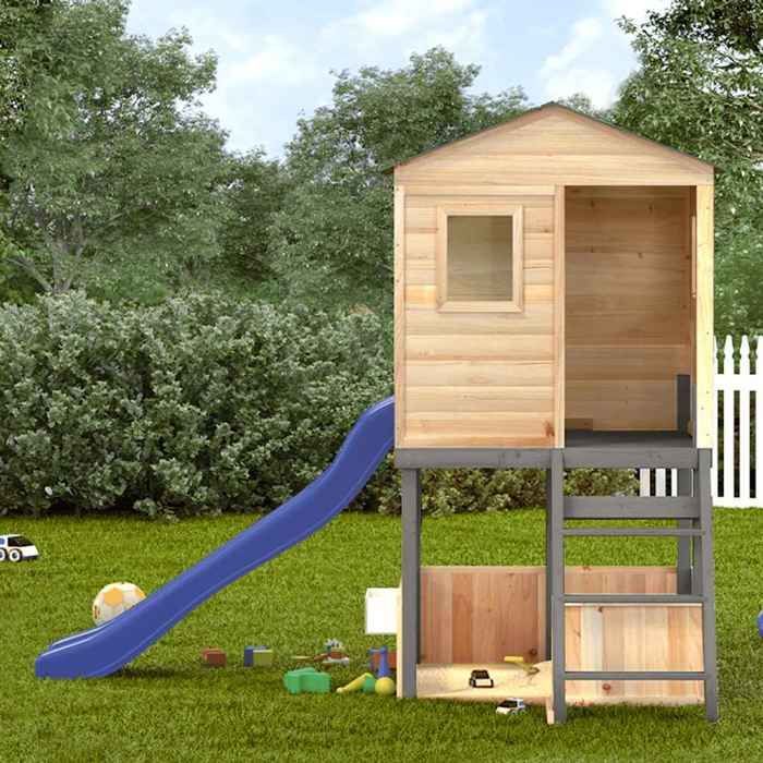 vidaXL Aire de jeux d'extérieur gris foncé bois massif de sapin, aire de jeux, ensemble de jeu en bois, ensemble de terrain 3376142