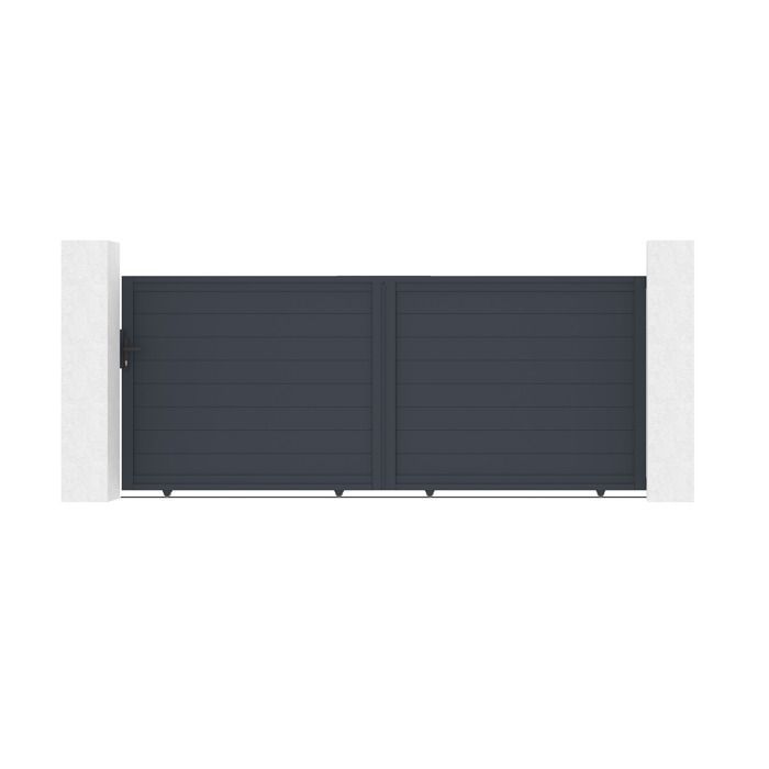 Conjunto de puerta corredera y puerta peatonal - Casanoov - EIGER - 3,5 m de altura (163 cm) / Puerta peatonal de 1 m de altura (163 cm) - Gris antracita - Aluminio