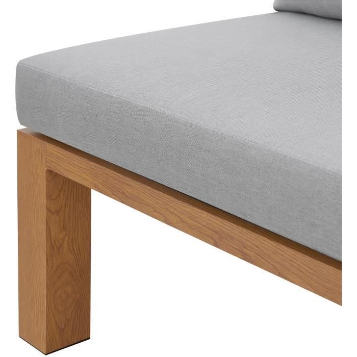 Conjunto de muebles de jardín SANA con sofá esquinero - Aluminio efecto madera - 4 personas - Gris perla
