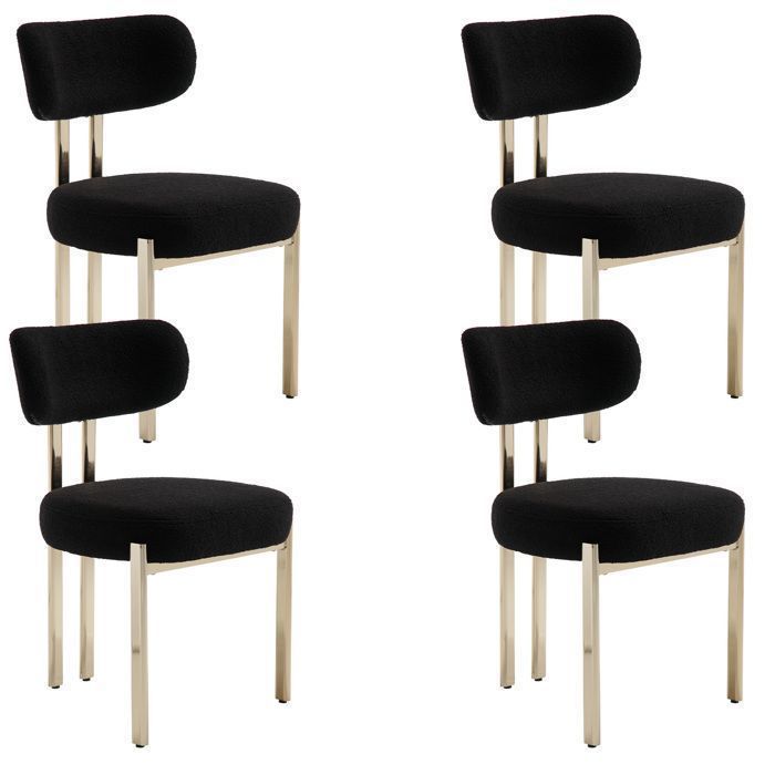 Wahson Chaises de Salle à Manger en Fausse Fourrure Lot de 4 Chaise Salle a Manger Moderne, Chaise de Cuisine sans Accoudoirs, Noir