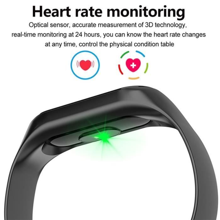 M3 Wasserdichtes Smart-Armband Fitness-Tracker Blutdruck- und Herzfrequenzmesser – Schwarz
