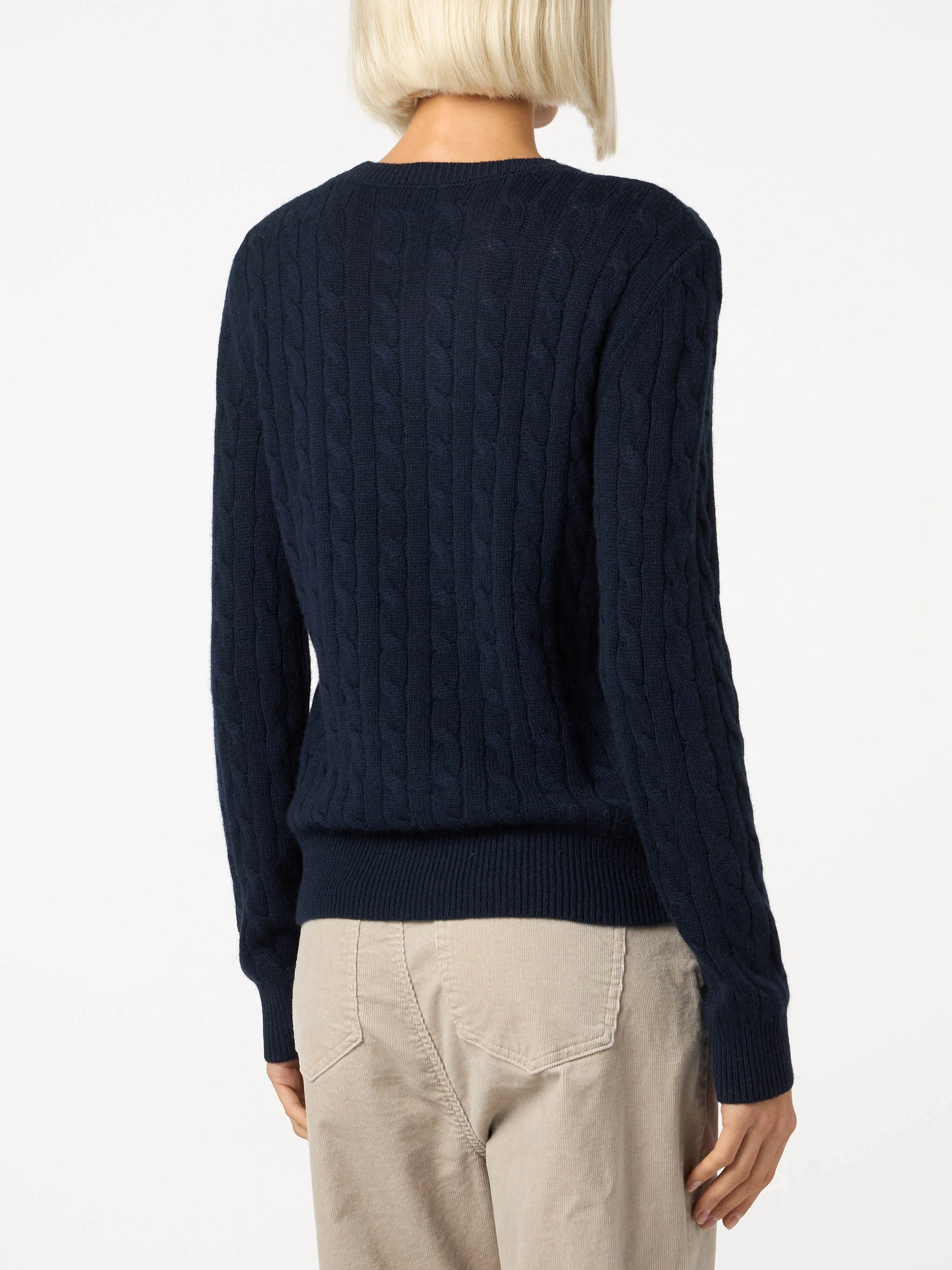 Jersey de mujer Sorbonne de mezcla de cachemira azul marino