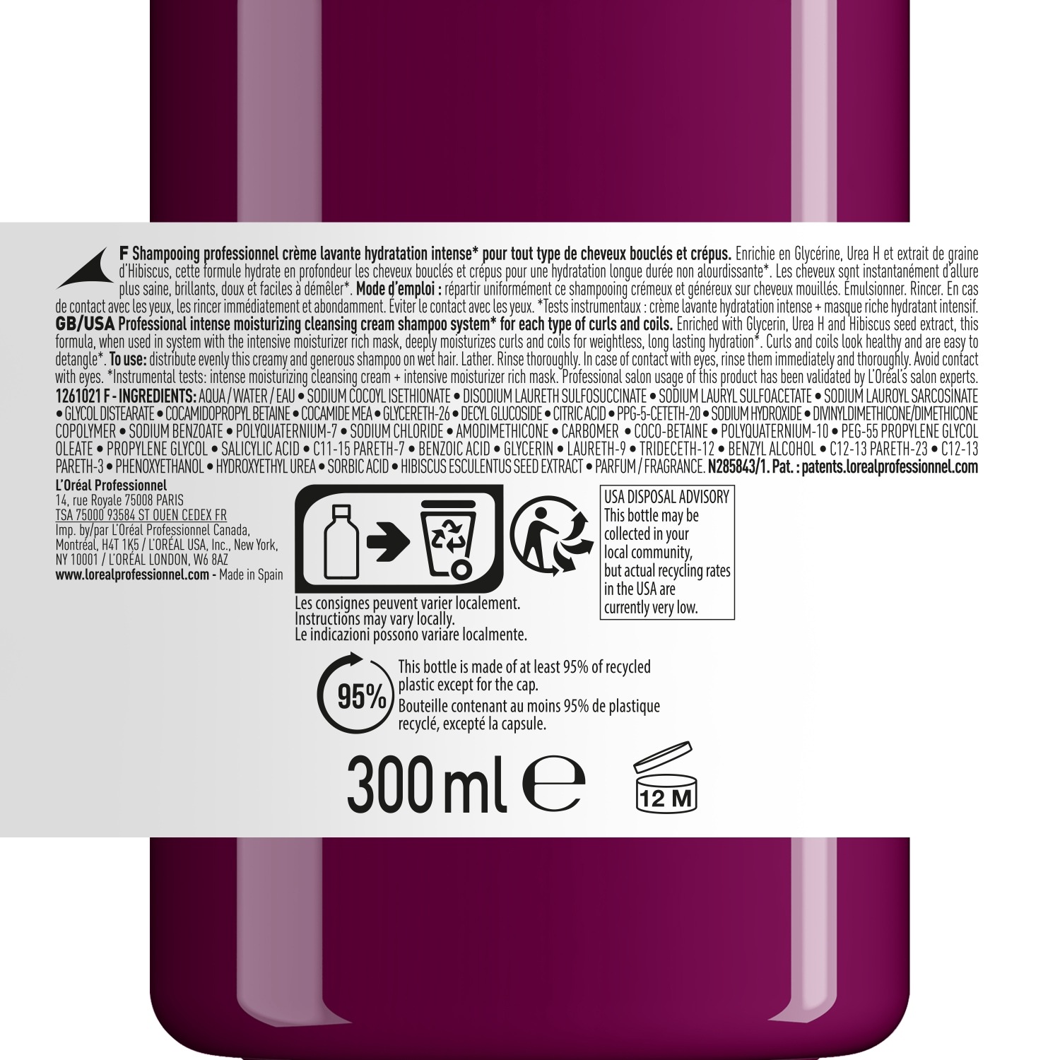 L'Oréal Professionnel šampon za lase Curl Expression intenzivna vlažilna čistilna krema - 300 ml
