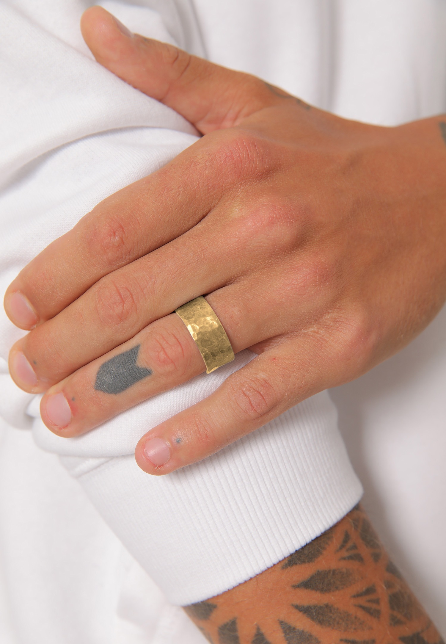 KUZZOI Bague pour homme en argent sterling 925, martelée et massive.