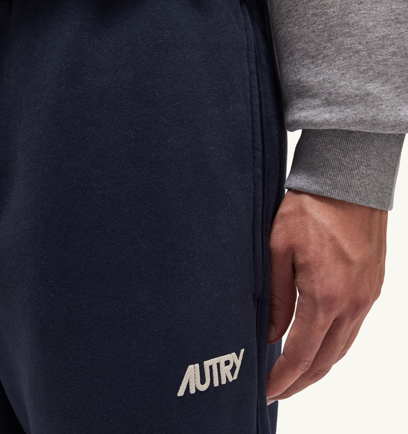 PANTALONI JOGGER ALBAȘTRI DIN JERSEY DE BUMBAC PERIAT