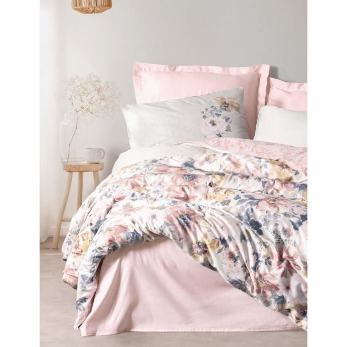 Sengesett - 1 dynetrekk 220 x 240 cm + 2 putetrekk 60 x 60 cm - 100 % bomullssateng - Pudderfarget