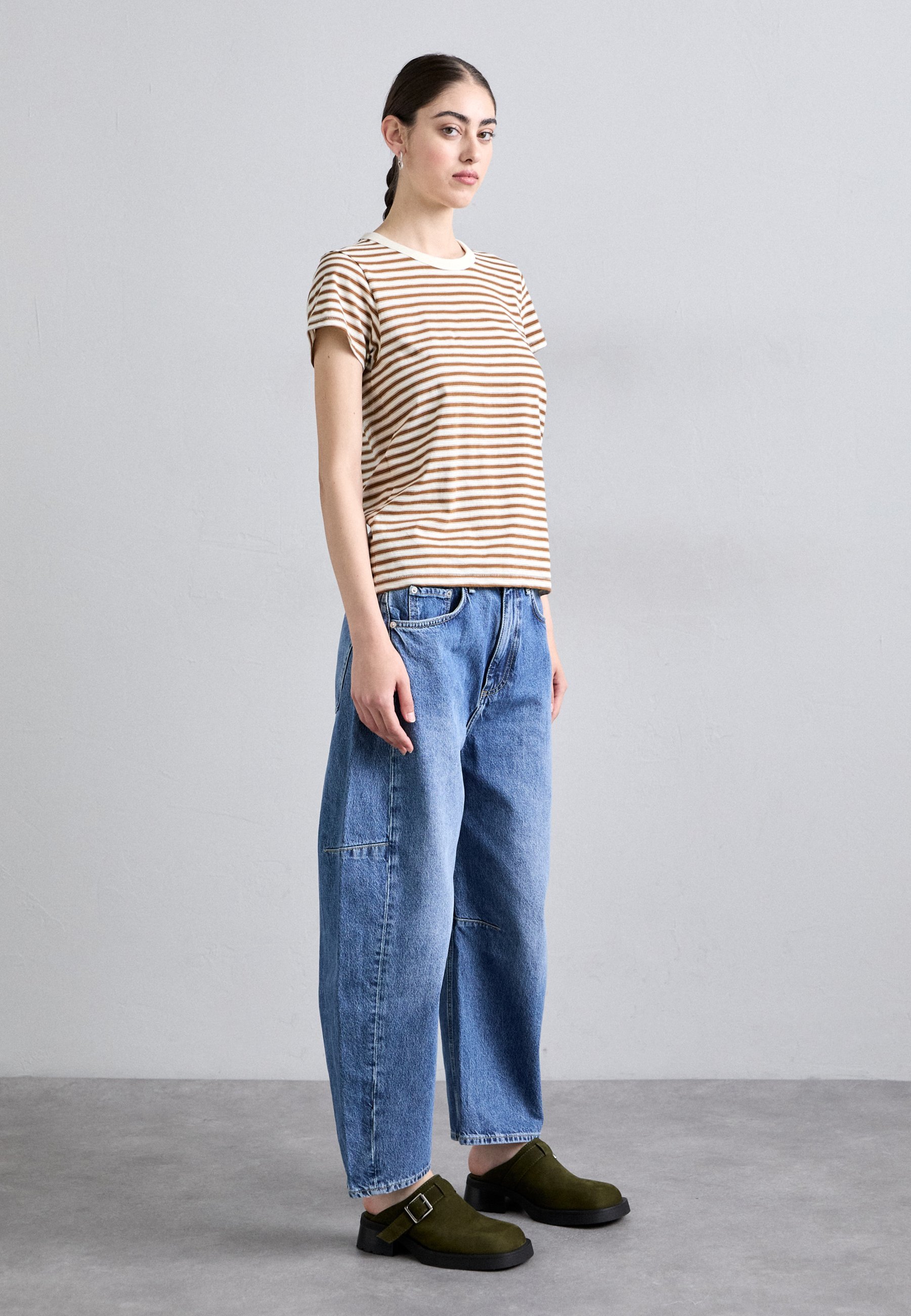 T-shirt imprimé rag & bone THE SLUB STRIPE - marron clair