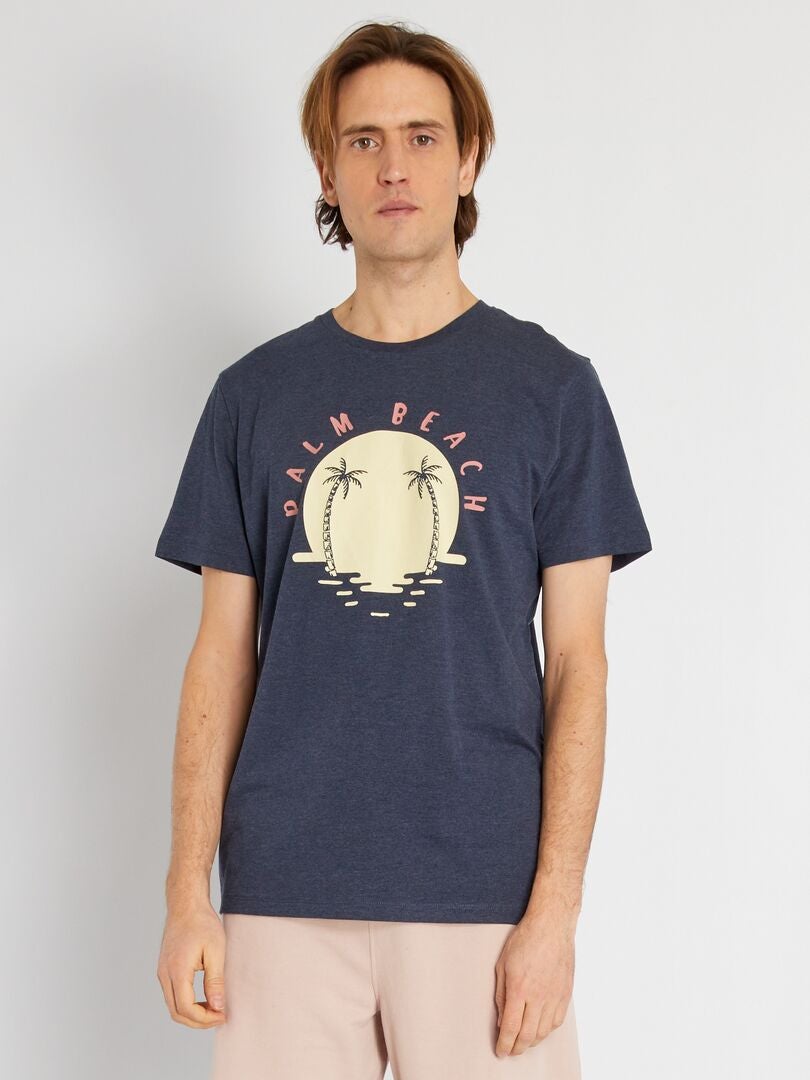 'Holidaze' katoenen T-shirt met print - Marineblauw