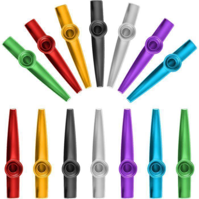 14 kazoo, realizzati in lega di alluminio, disponibili in 7 colori, adatti come strumenti musicali, per bambini e amanti della musica.