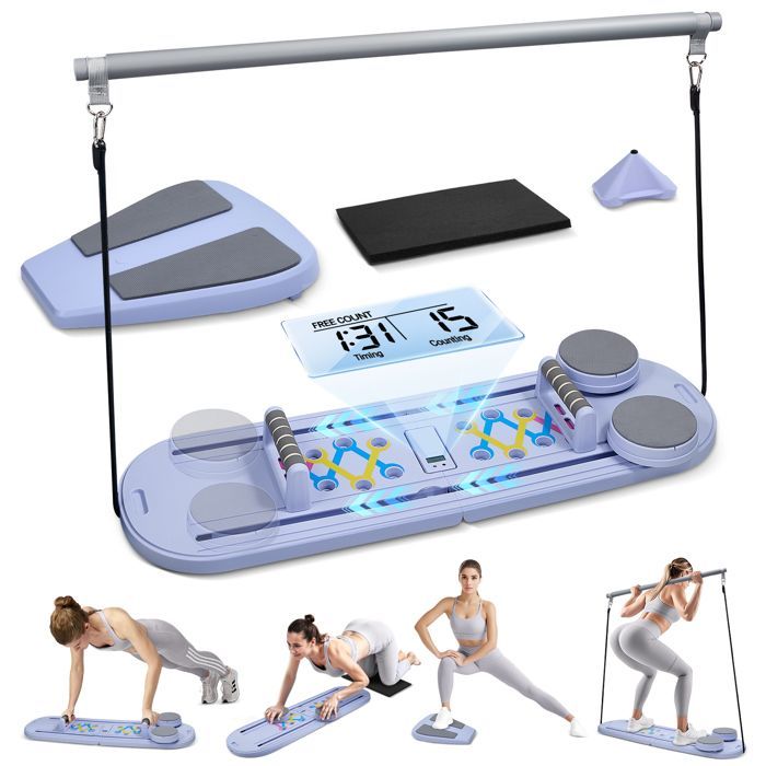 Macchina Pilates Reformer 5 in 1 per uso domestico, tavola addominale pieghevole con rimbalzo automatico, ruota addominale per Pilates